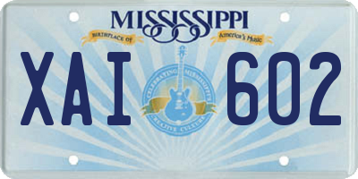 MS license plate XAI602
