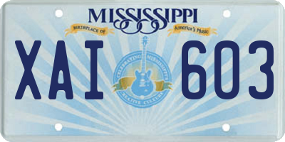 MS license plate XAI603