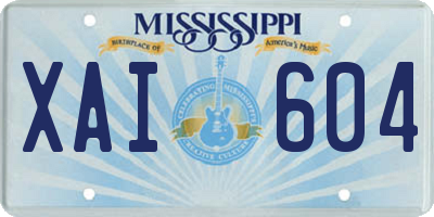 MS license plate XAI604