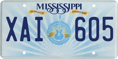 MS license plate XAI605