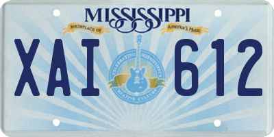 MS license plate XAI612