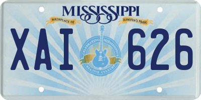 MS license plate XAI626