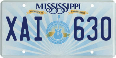 MS license plate XAI630