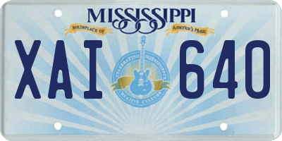 MS license plate XAI640