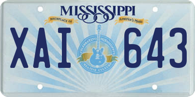 MS license plate XAI643