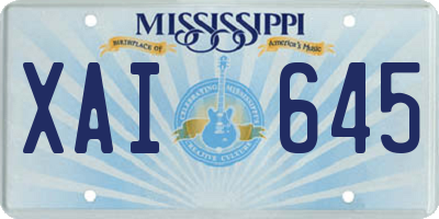 MS license plate XAI645