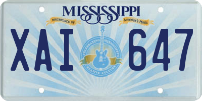 MS license plate XAI647