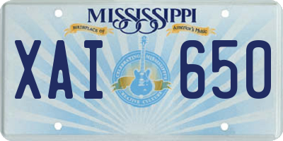 MS license plate XAI650