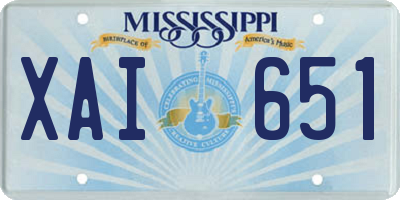 MS license plate XAI651