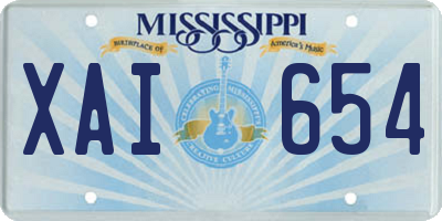 MS license plate XAI654