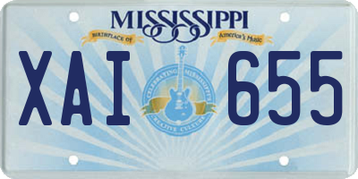 MS license plate XAI655