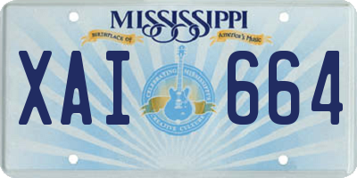 MS license plate XAI664