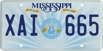 MS license plate XAI665