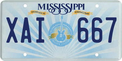 MS license plate XAI667