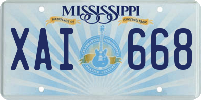 MS license plate XAI668