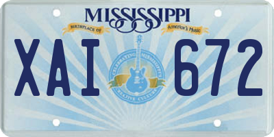 MS license plate XAI672