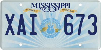 MS license plate XAI673