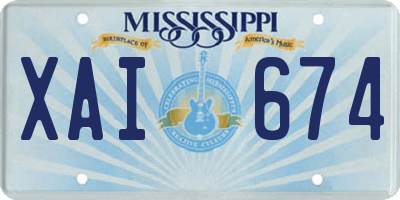 MS license plate XAI674