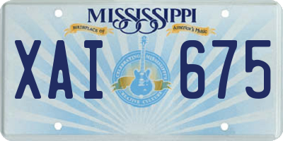 MS license plate XAI675