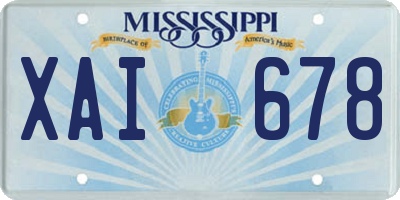 MS license plate XAI678