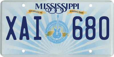 MS license plate XAI680