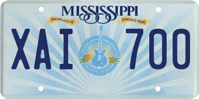 MS license plate XAI700