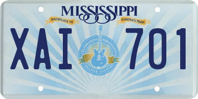 MS license plate XAI701