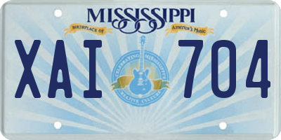 MS license plate XAI704
