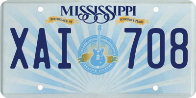 MS license plate XAI708