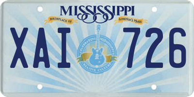 MS license plate XAI726