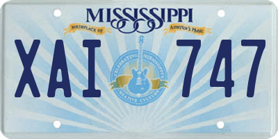 MS license plate XAI747