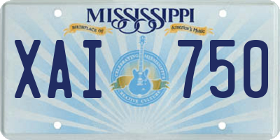 MS license plate XAI750