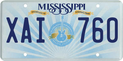 MS license plate XAI760