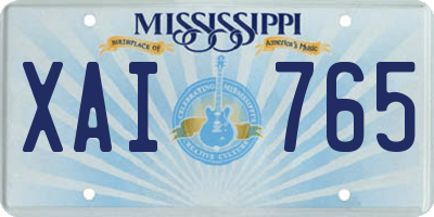 MS license plate XAI765