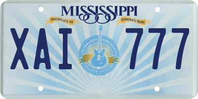 MS license plate XAI777