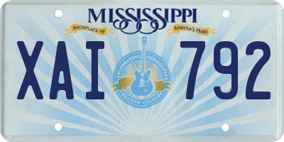 MS license plate XAI792