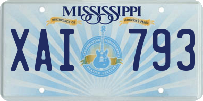 MS license plate XAI793