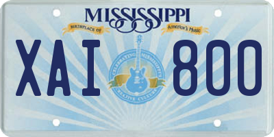 MS license plate XAI800