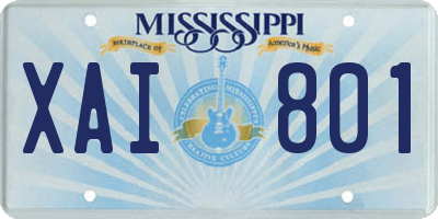 MS license plate XAI801