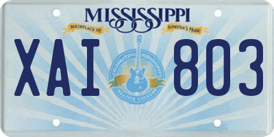 MS license plate XAI803