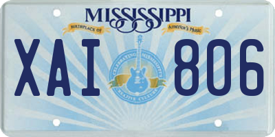 MS license plate XAI806