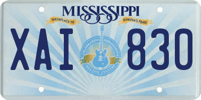 MS license plate XAI830