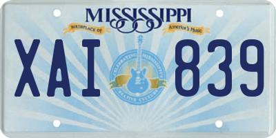 MS license plate XAI839