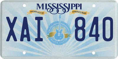MS license plate XAI840