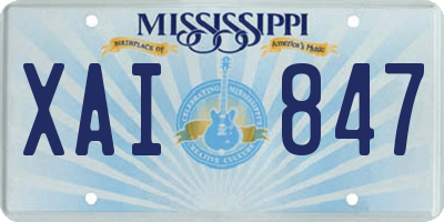 MS license plate XAI847