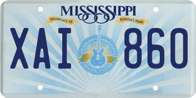 MS license plate XAI860