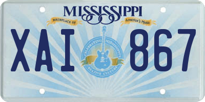 MS license plate XAI867
