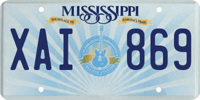 MS license plate XAI869