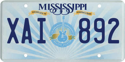 MS license plate XAI892