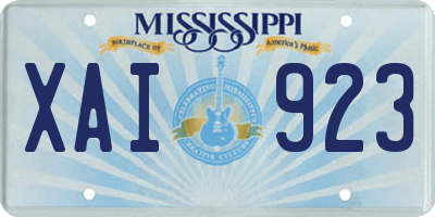 MS license plate XAI923